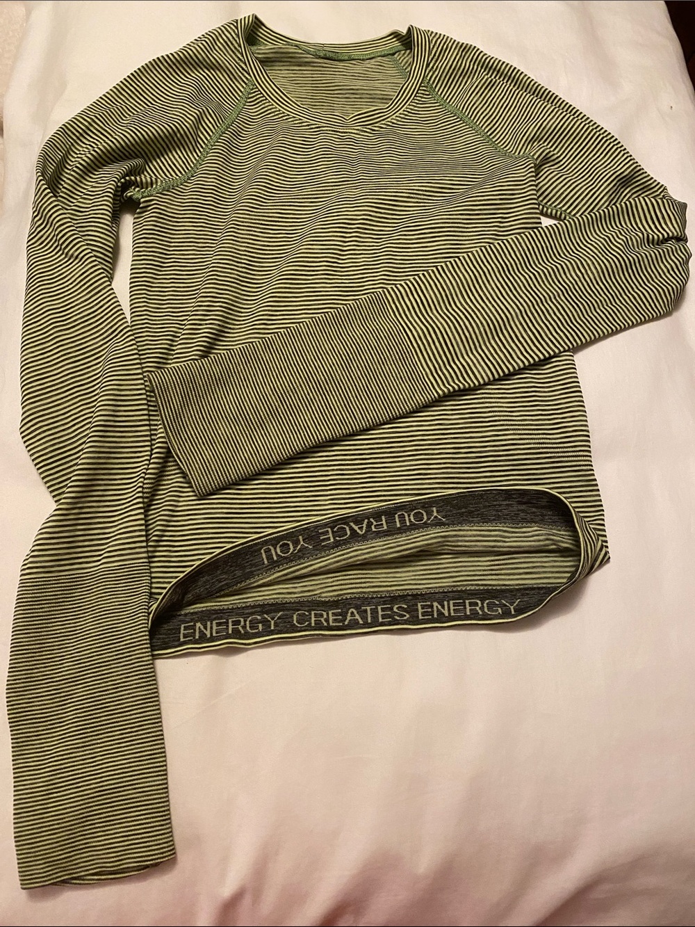 Lululemon Swifly Striped Green Long Sleeve Top, size 4